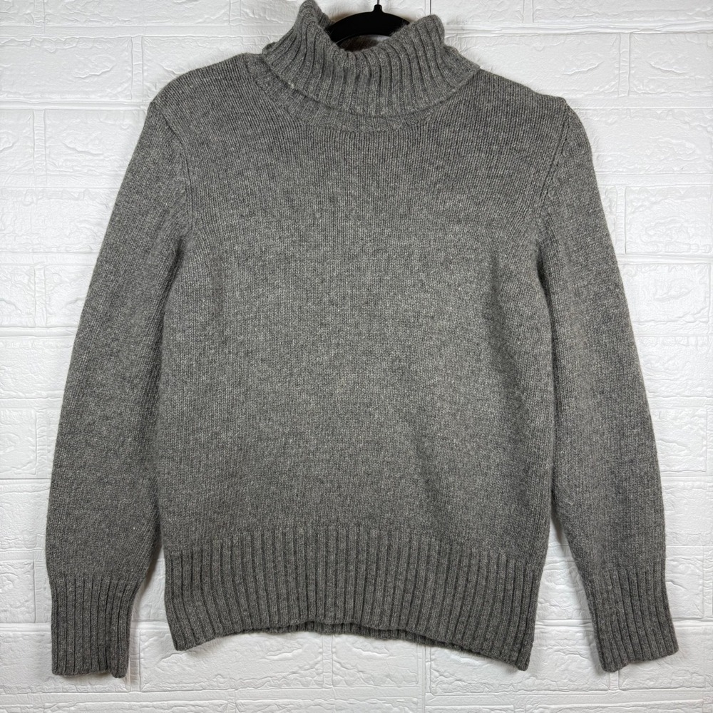 Old Navy Turtleneck Sweater Womens Size M Gray Angora Lambswool Blend Ribbed